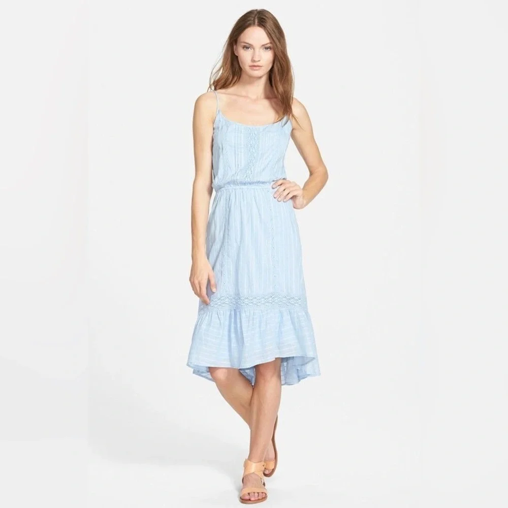 NEW Revolve Ella Moss  ‘Blanca’ Midi Dress in BLACK Large Ruffled Lace